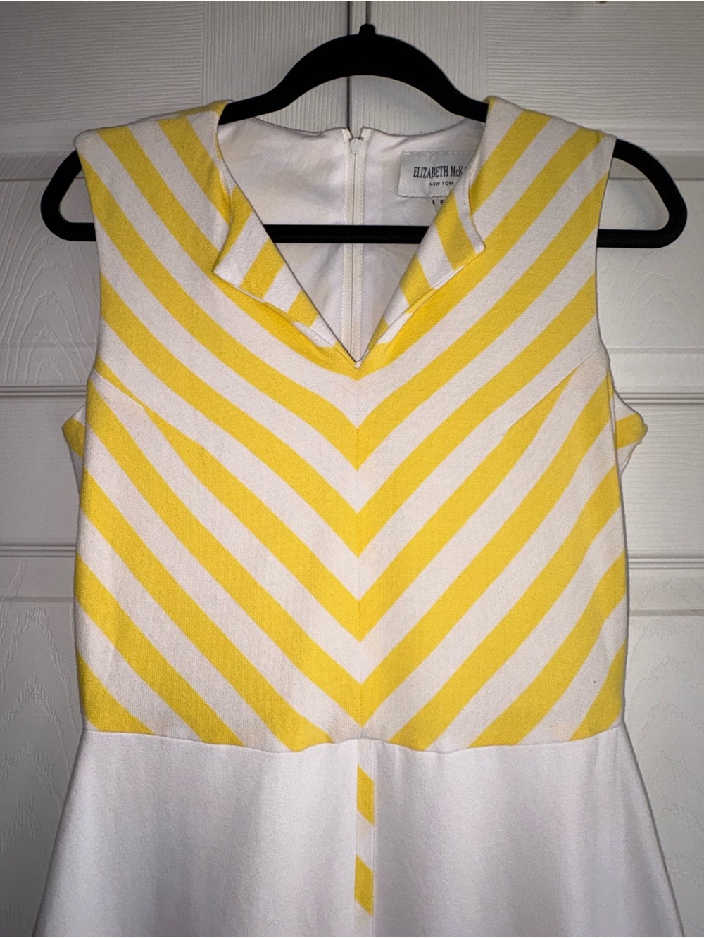 Elizabeth McKay Yellow and White Chevron Fit-and-Flare Dress - Picture 5 of 14